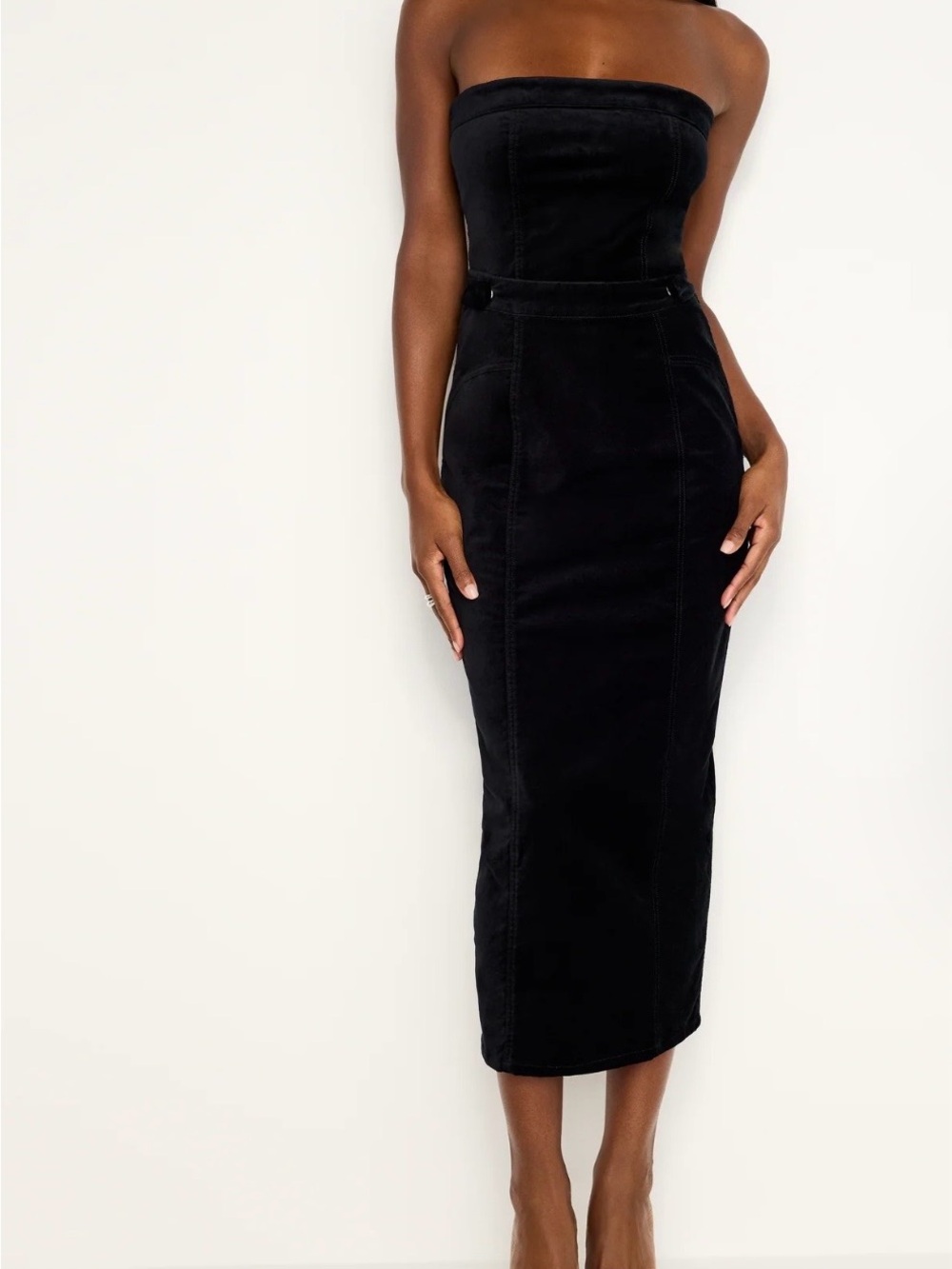 Good American Fit For Success Strapless Velvet Dress NWT L